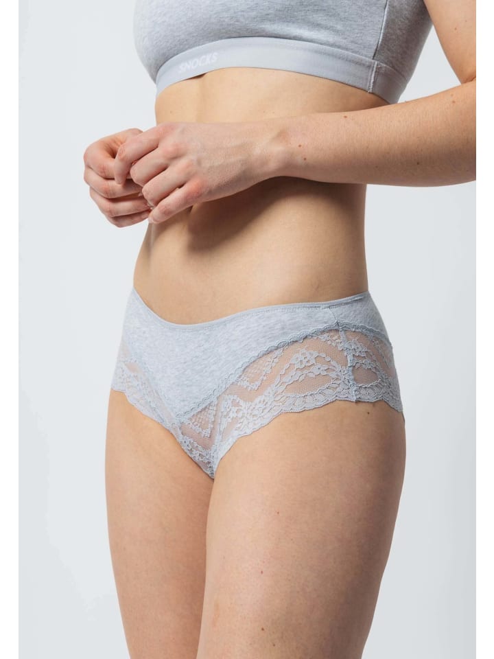 SNOCKS Hipster mit Spitze aus Bio-Baumwolle 3 Stück in Mix (Weiß/Hellgrau/Schwarz) günstig kaufen