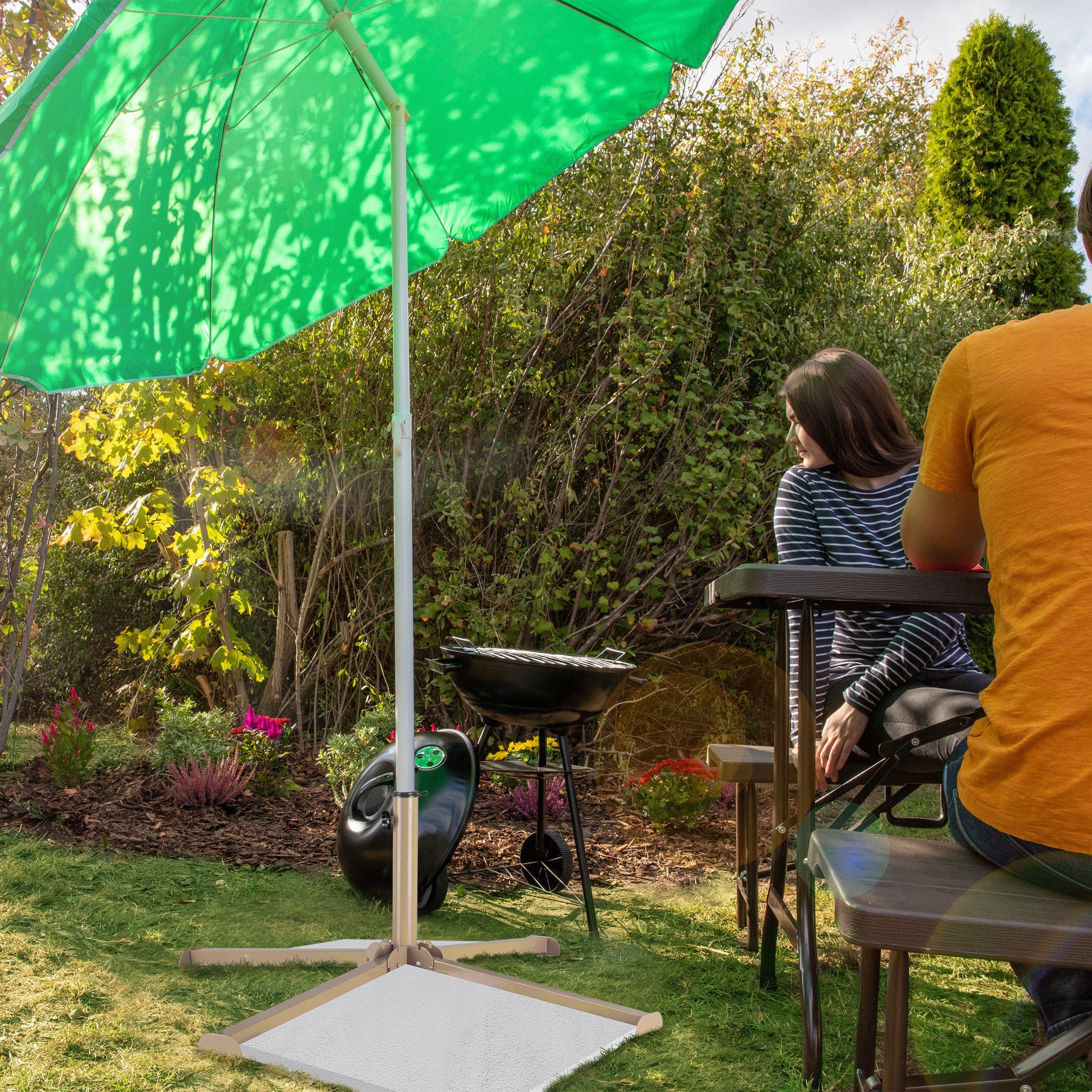 relaxdays Plattenständer Platten Sonnenschirmständer braun