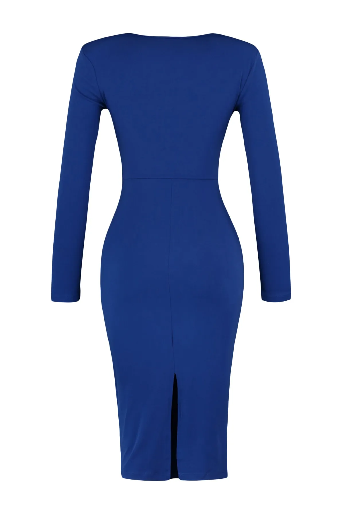 Trendyol Collection  Saks gestricktes elegantes Abendkleid mit V-Ausschnitt TPRAW23EL00270
