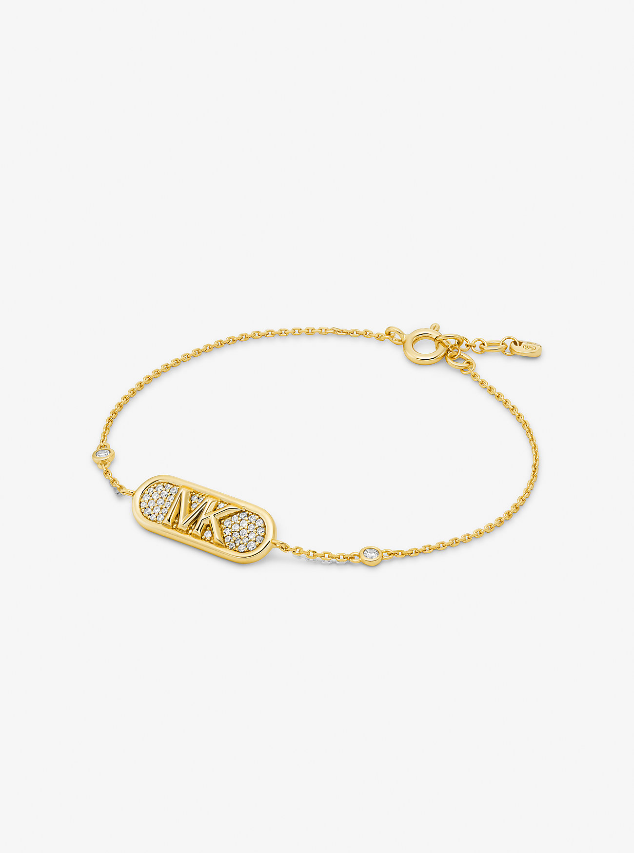 Pavé Precious Metal-Plated and Sterling Silver Empire Logo Bracelet - GOLD