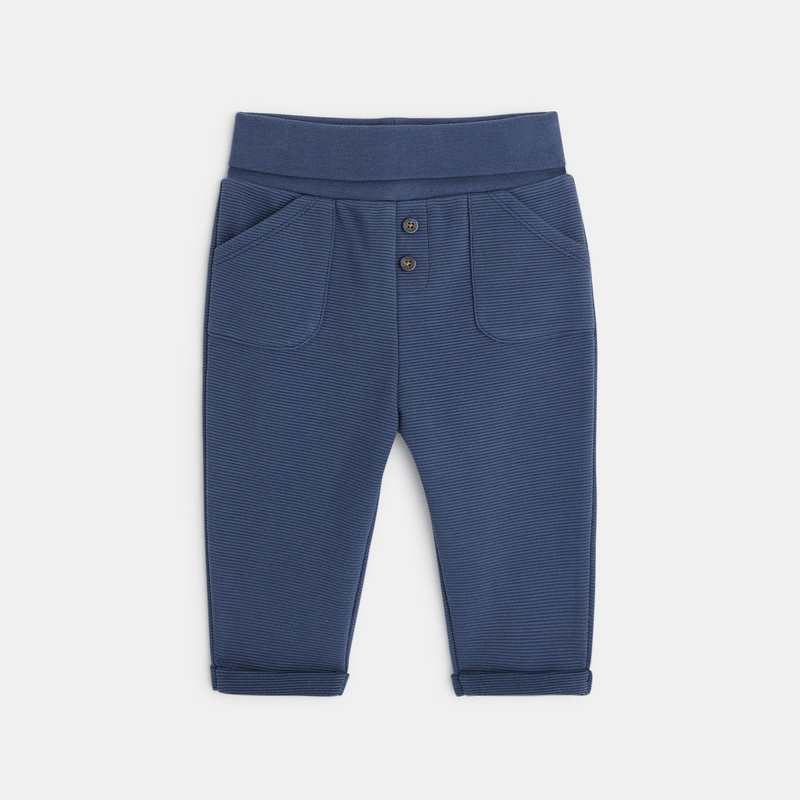 Sweat molleton et pantalon maille côtelée bleu naissance
