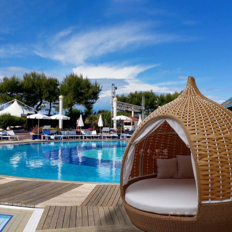 Outdoor Leisure Balcony Sofa Combination Single Double Rattan Furniture Resort Bird Cage Sofa Bed