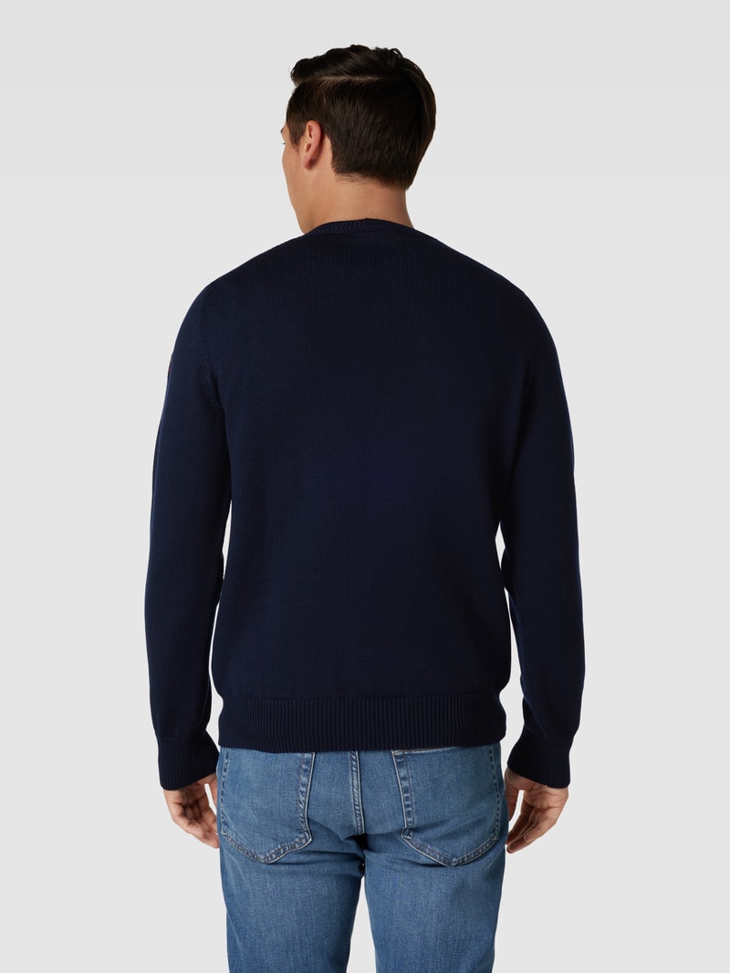 Strickpullover aus Schurwolle mit Rundhalsausschnitt in marineblau