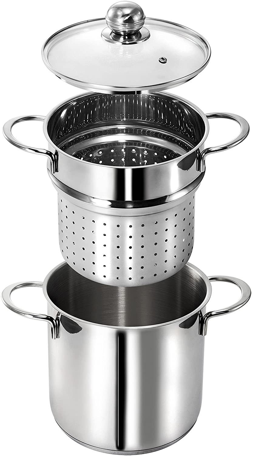 Kopf Spaghettitopf Makkaroni, Edelstahl, Ø 20 cm, mit Siebeinsatz für Gemüse