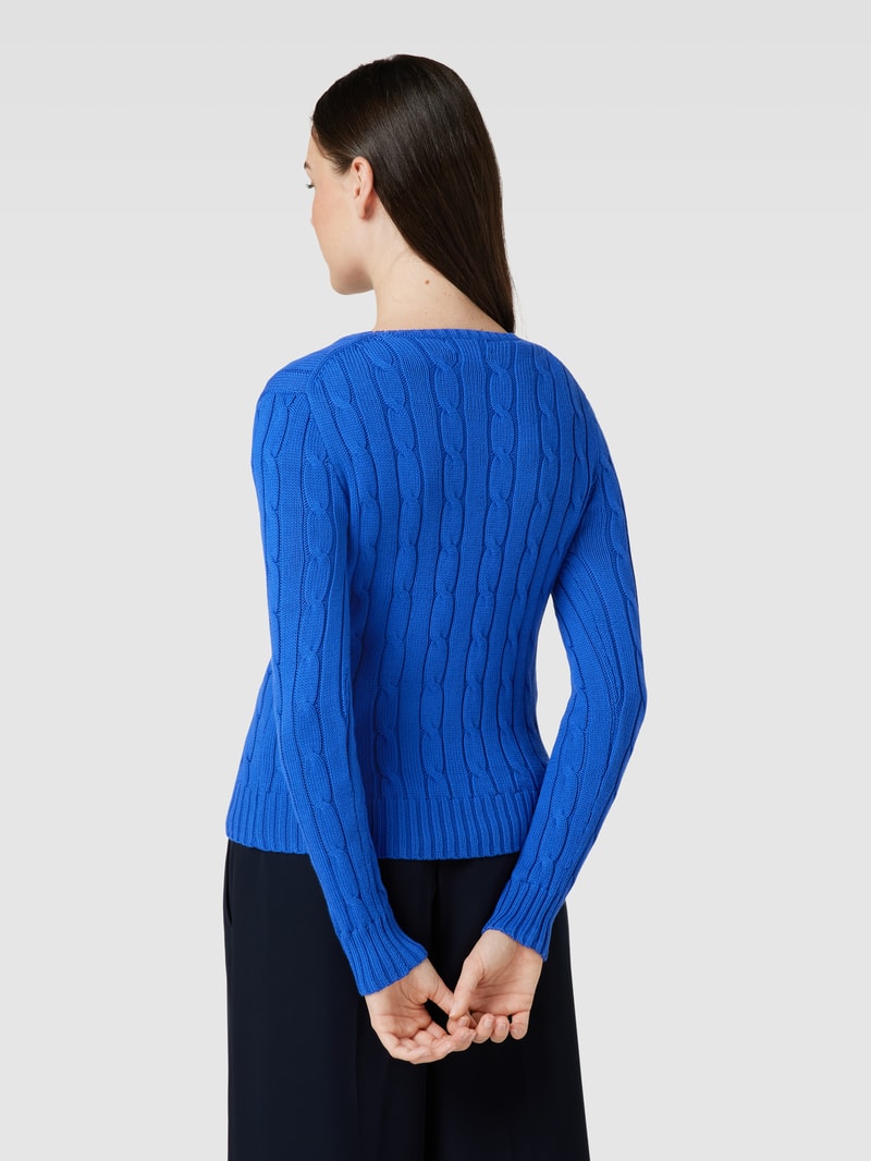 Strickpullover mit Zopfmuster Modell 'JULIANNA' in royalblau
