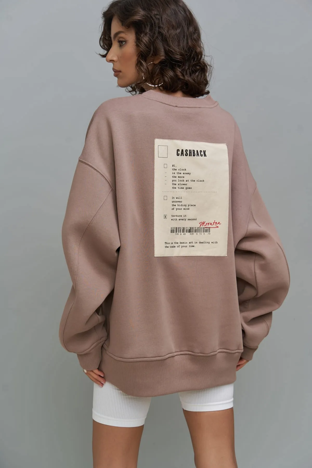 MAİ COLLECTİON  Cashback Taupefarbenes Oversize-Sweatshirt