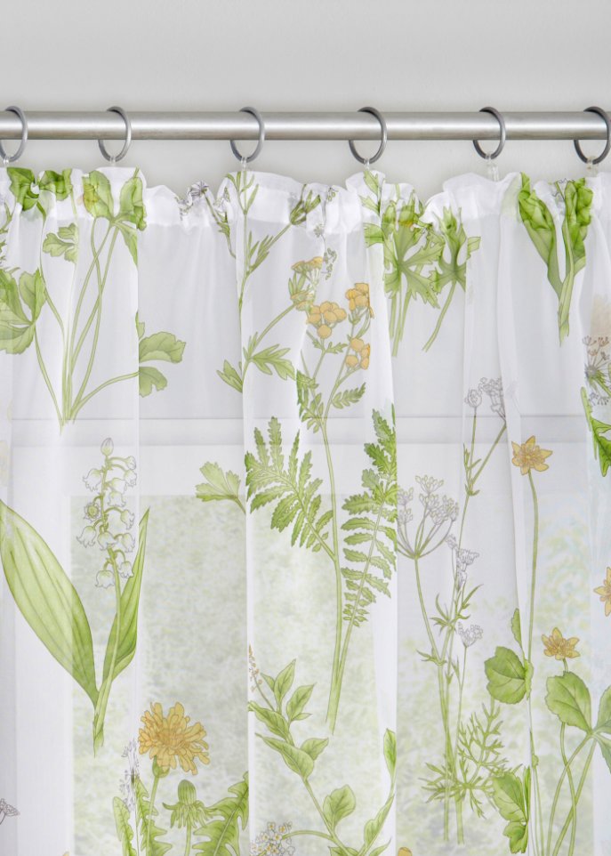 Gardine mit floralem Druck (1er Pack)