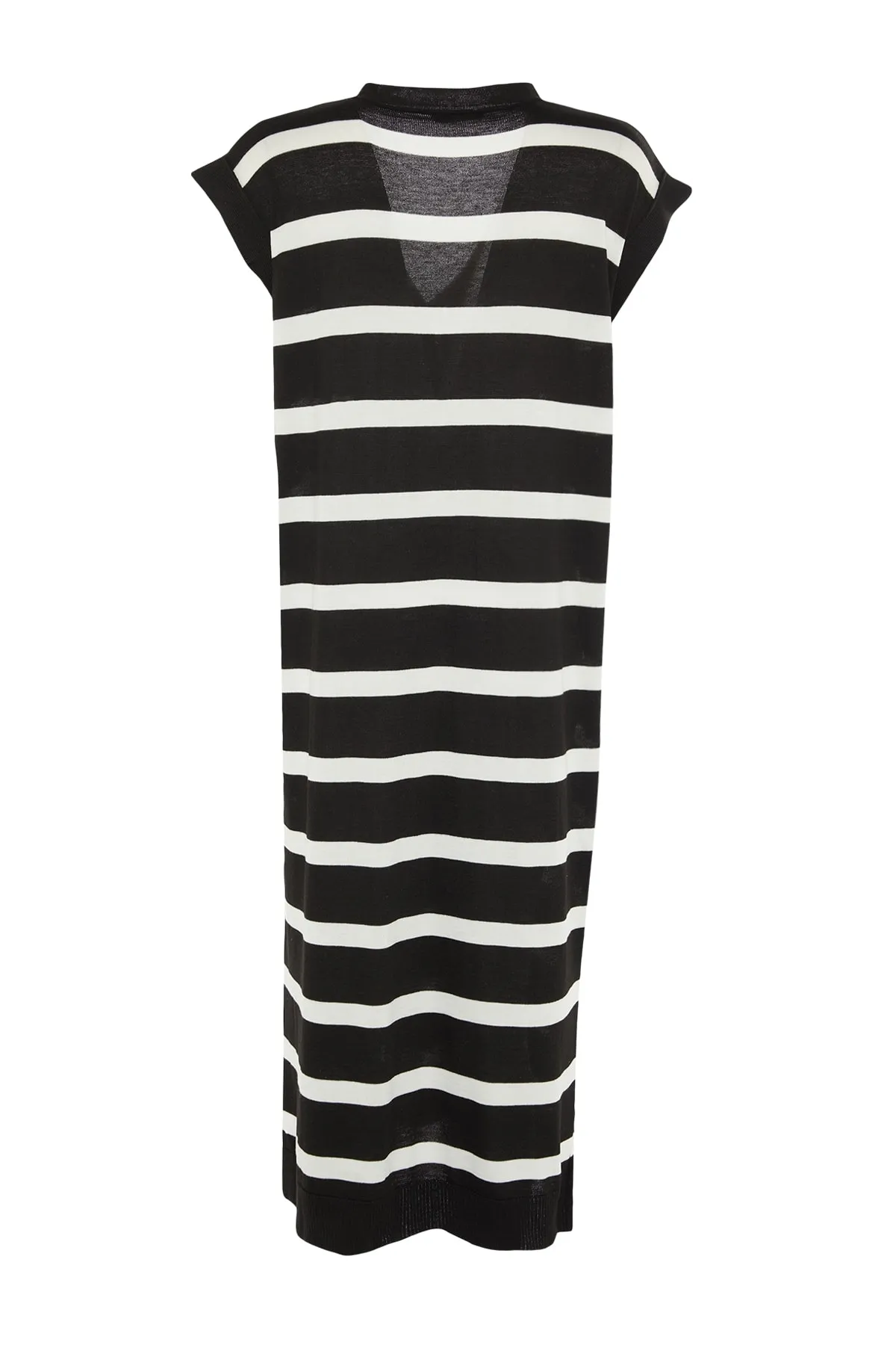 Trendyol Collection  Übergroßes, ecrufarbenes, gestreiftes Midi-Strickkleid - TWOSS22EL1076