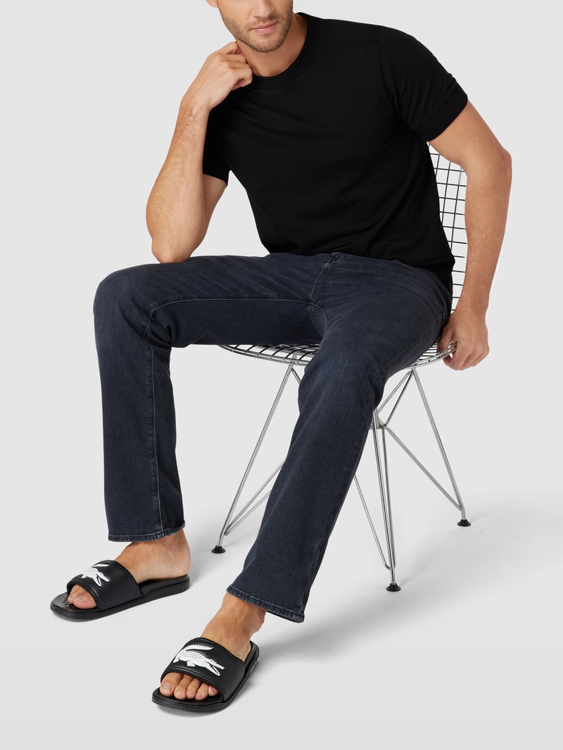 Slides mit Label-Applikation Modell 'Croco Dualiste' in schwarz