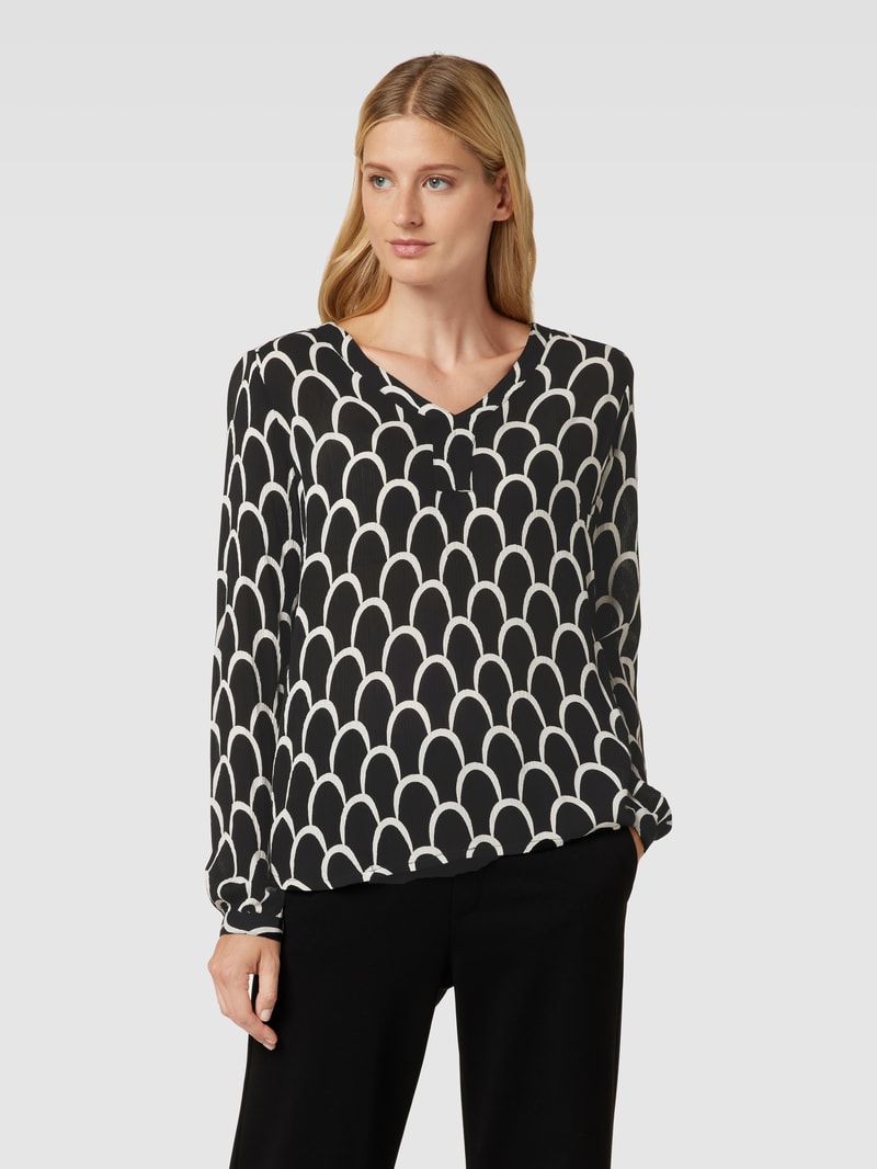 Bluse mit V-Ausschnitt Modell 'karina' in schwarz