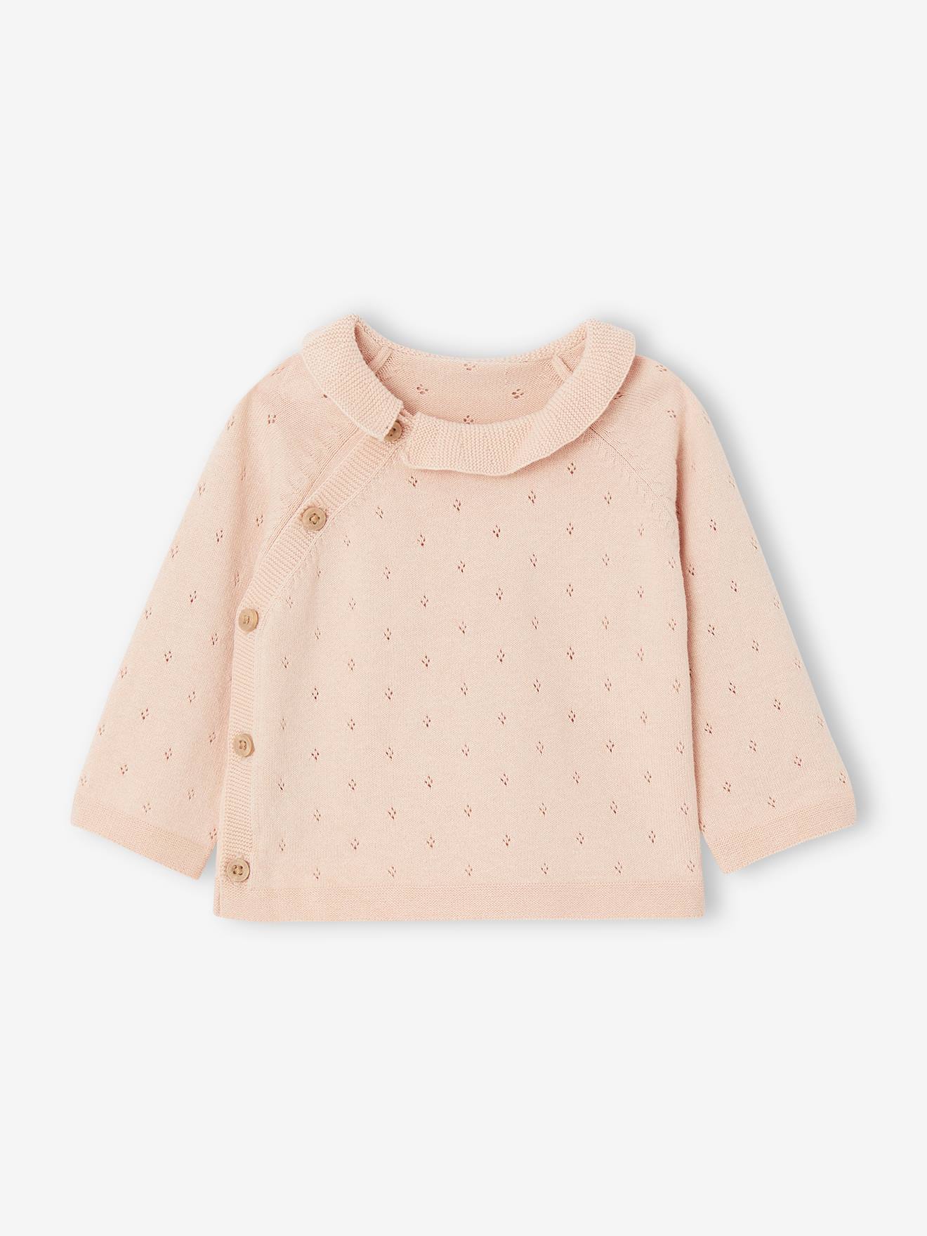 Vertbaudet Baby Strick-Set: Pullover & Hose Oeko-Tex - rosa nude
