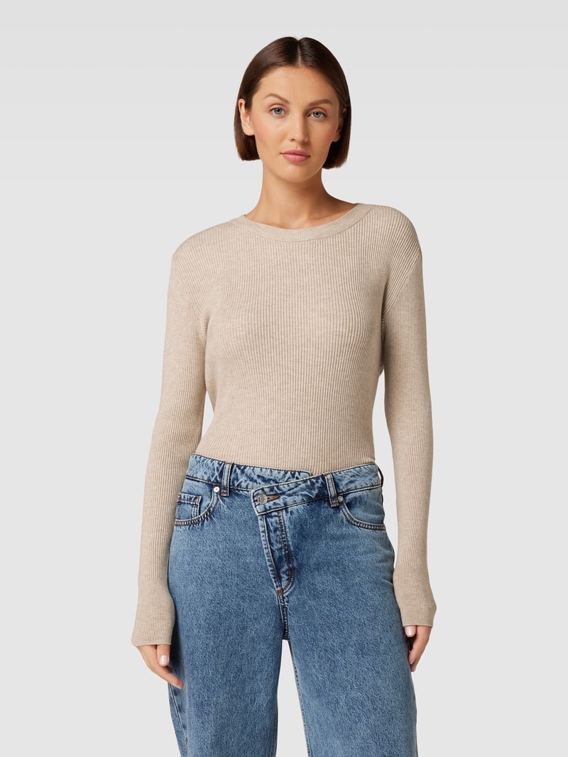 Strickpullover mit Rundhalsausschnitt in beige