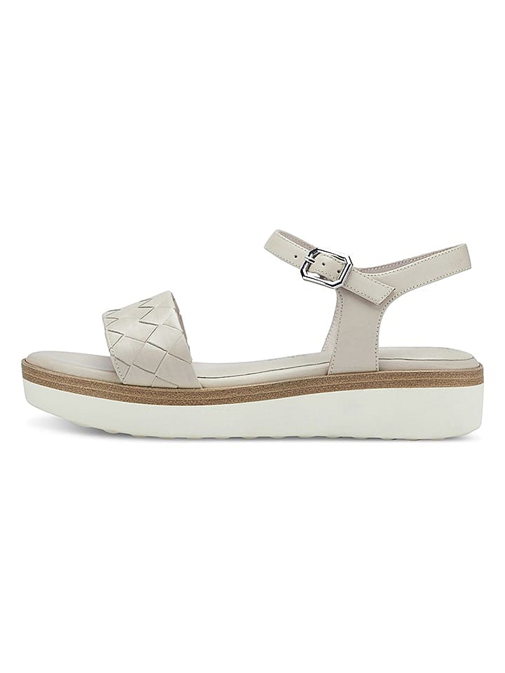 Tamaris Leder-Keilsandaletten in Creme günstig kaufen 40