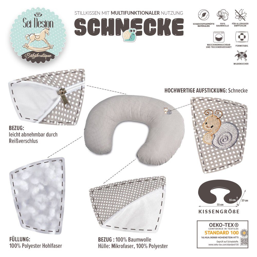 SEI Design Stillkissen Stillkissen klein Stillmond Stillhörnchen, Schwangerschaftskissen mit Bezug, Bezug 100% Baumwolle