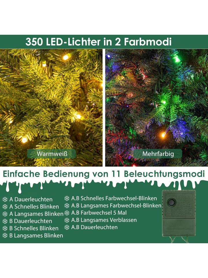 COSTWAY Künstlicher Weihnachtsbaum LED in Grün günstig kaufen 180 cm