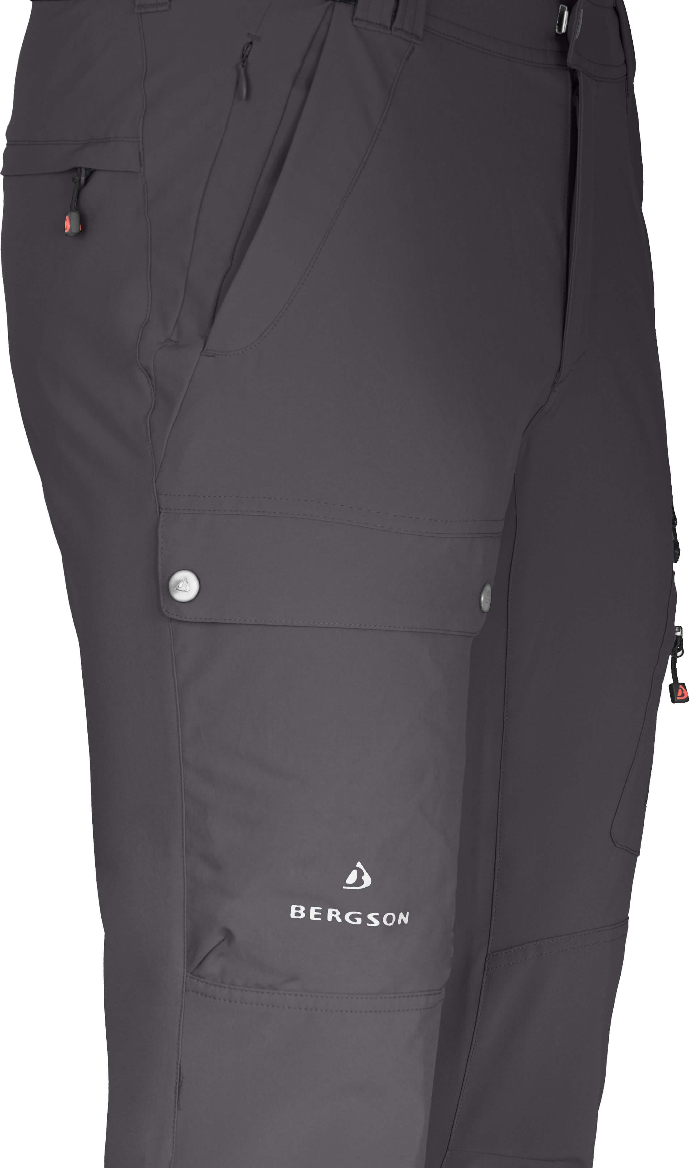 Bergson Outdoorhose FROSLEV COMFORT Herren Wanderhose, recycelt, elastisch, 7 Taschen, Kurzgrößen, grau