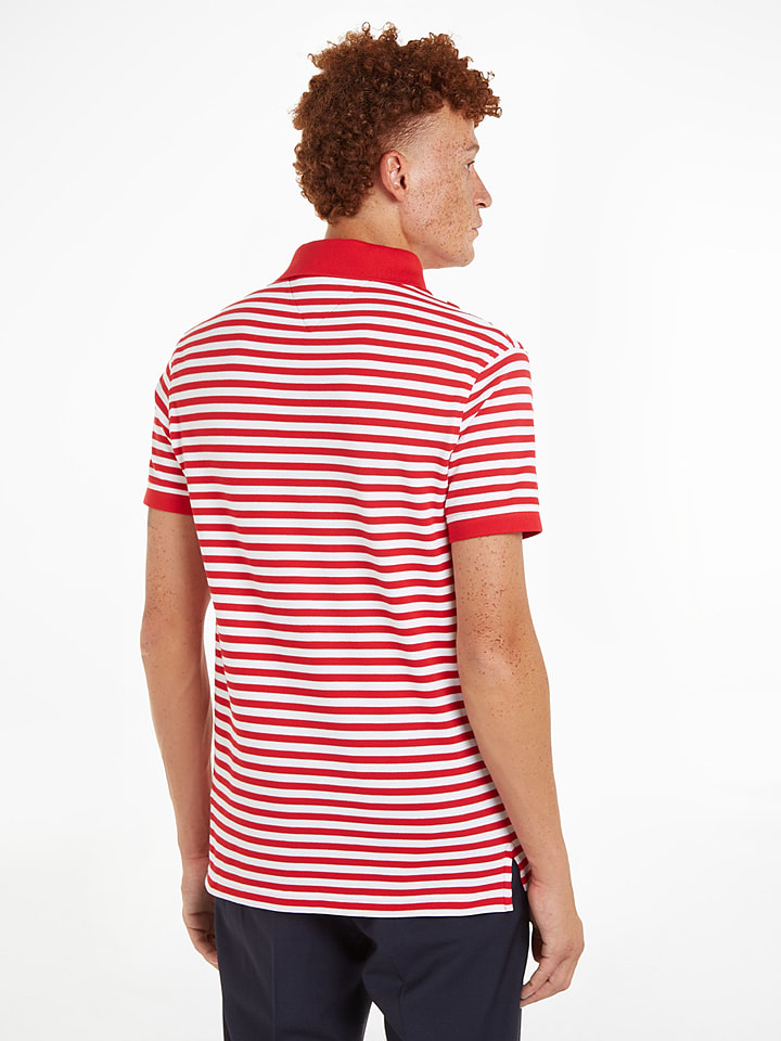 Tommy Hilfiger Poloshirt in Rot/ Weiß günstig kaufen