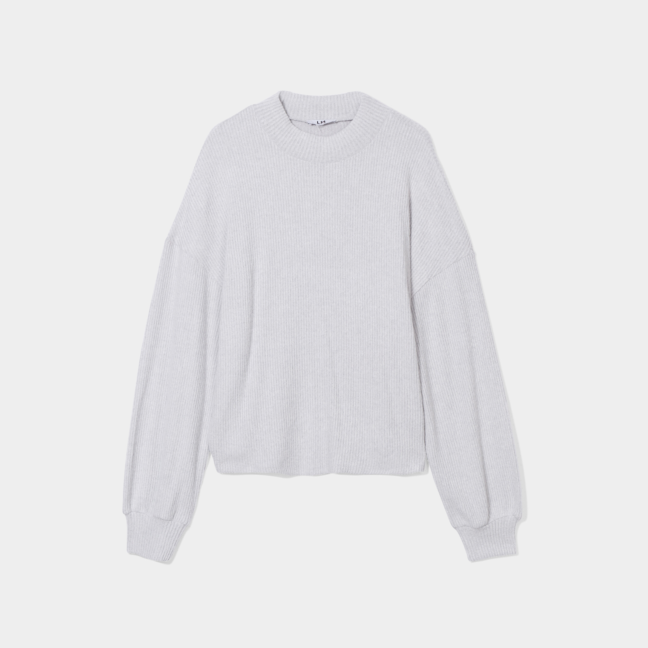 T-shirt manches bouffantes côtelé gris clair femme | La Halle