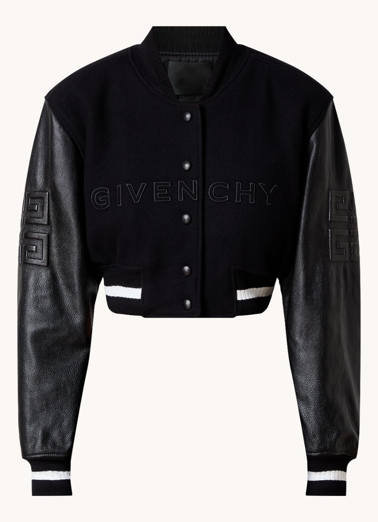 Zkrácená prošívaná baseballová bunda Givenchy z vlněné směsi s koženými detaily