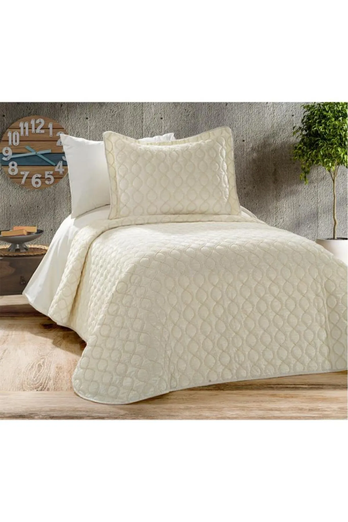 Çeyiz Diyarı  Tagesdecke für Einzelbett, Creme, Creme
