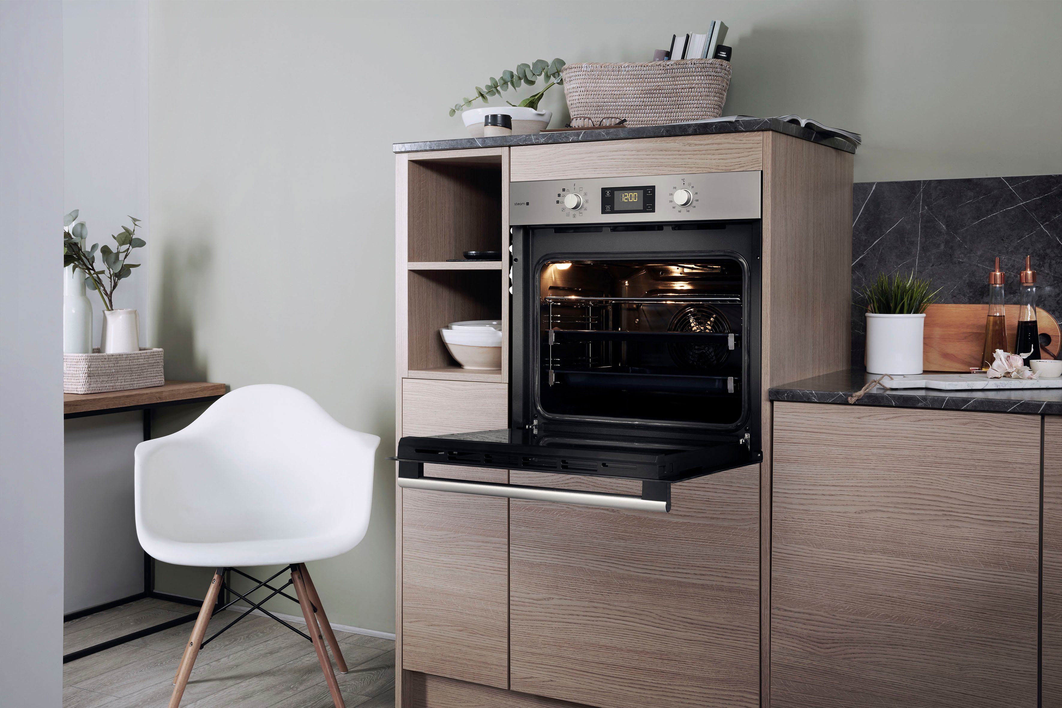 BAUKNECHT Backofen-Set BAKO 700 STEAM, mit 2-fach-Teleskopauszug