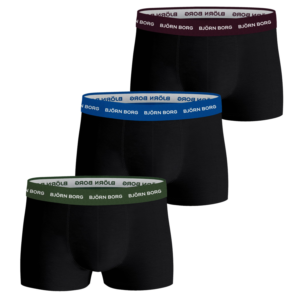 Björn Borg Cotton Stretch Trunk 3er Pack Boxershorts schwarz