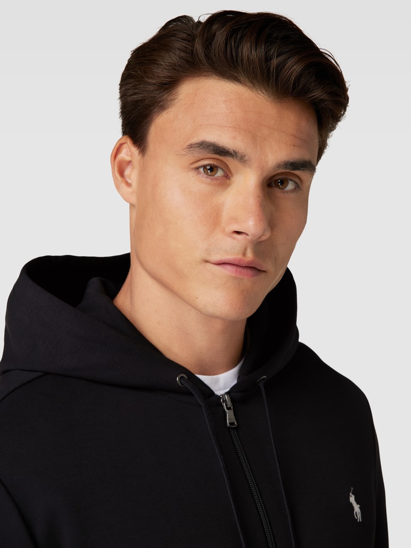 Sweatjacke mit Label-Stitching in schwarz