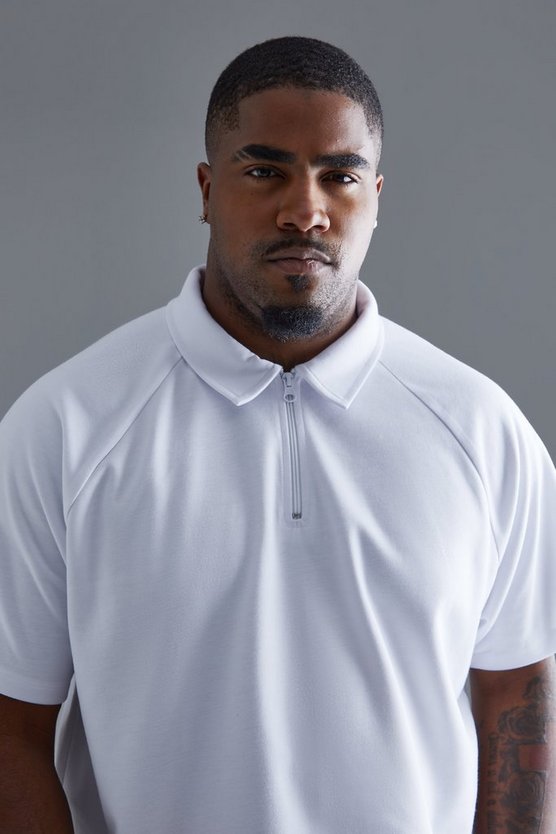 Plus langärmliges Slim-Fit Raglan Poloshirt