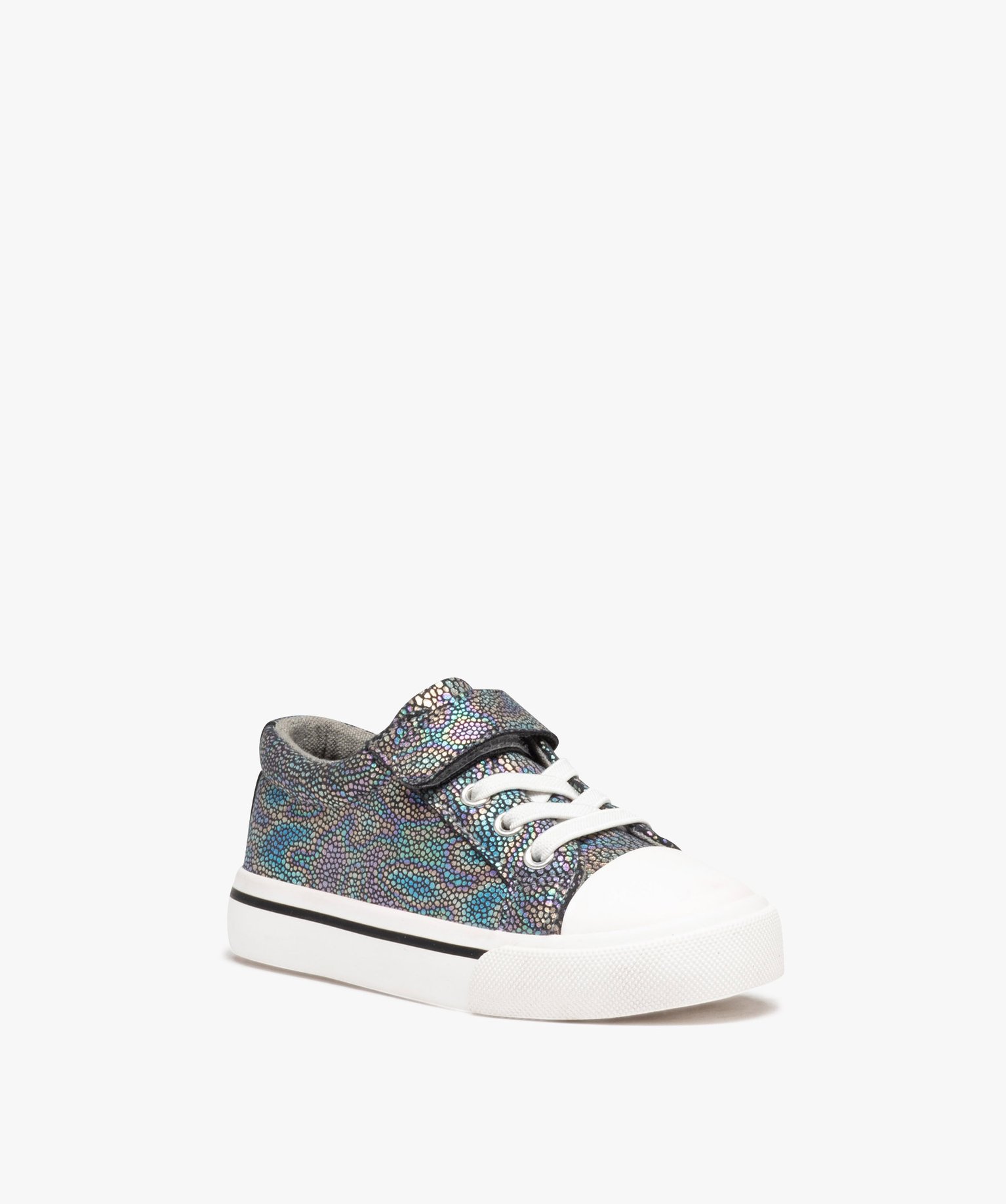 Baskets fille en toile irisée avec semelle à liseré coloré multicolore | GEMO