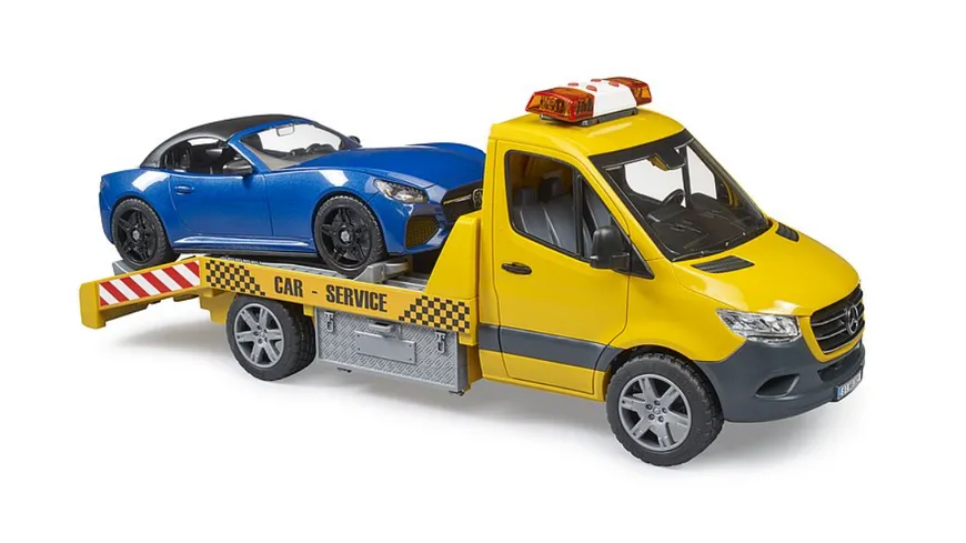 BRUDER - MB Sprinter Autotransporter mit Light & Sound Modul und BRUDER Roadster 02675