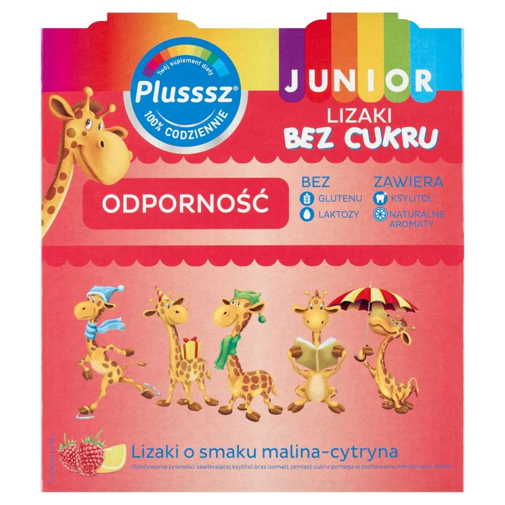 Plusssz Junior Immunity, sukkerfri slikkepinde, hindbær-hybensmag