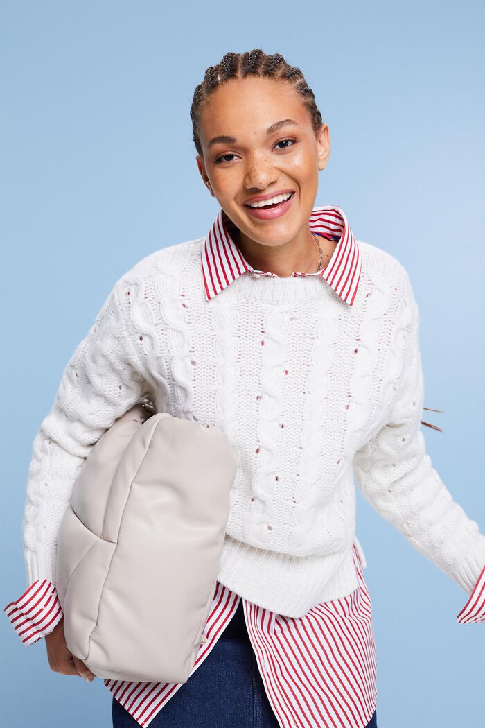 Zopfstrickpullover, Wolle-Kaschmir-Mix