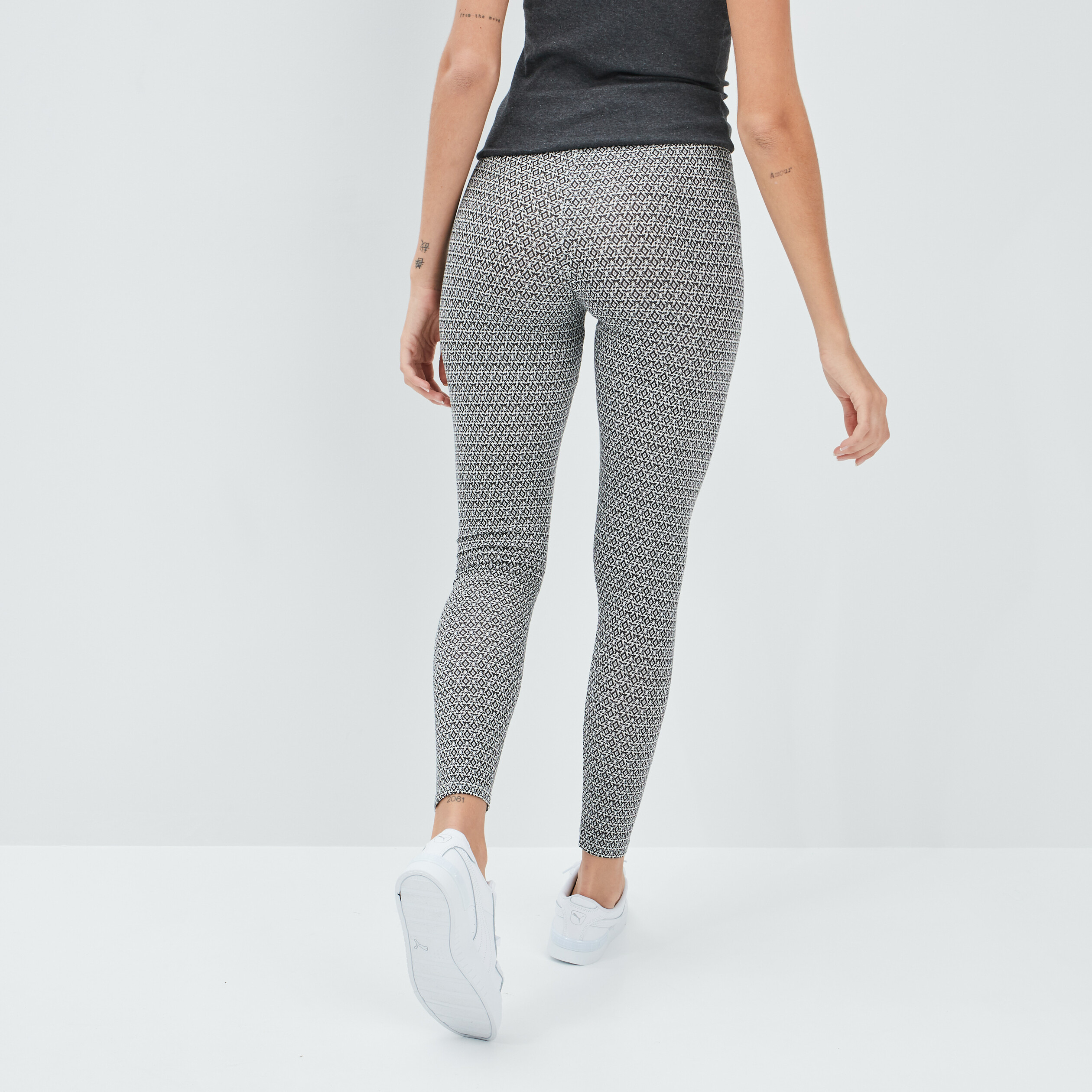 Legging long taille haute blanc femme | La Halle