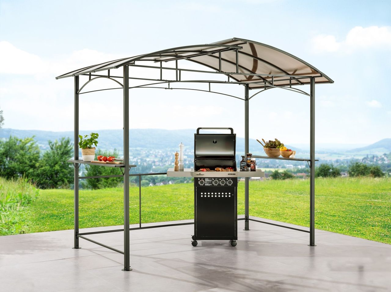 HC Home & Living Aluminium-Grillpavillon, ca. 165 x 275 x 235 cm - Anthrazit