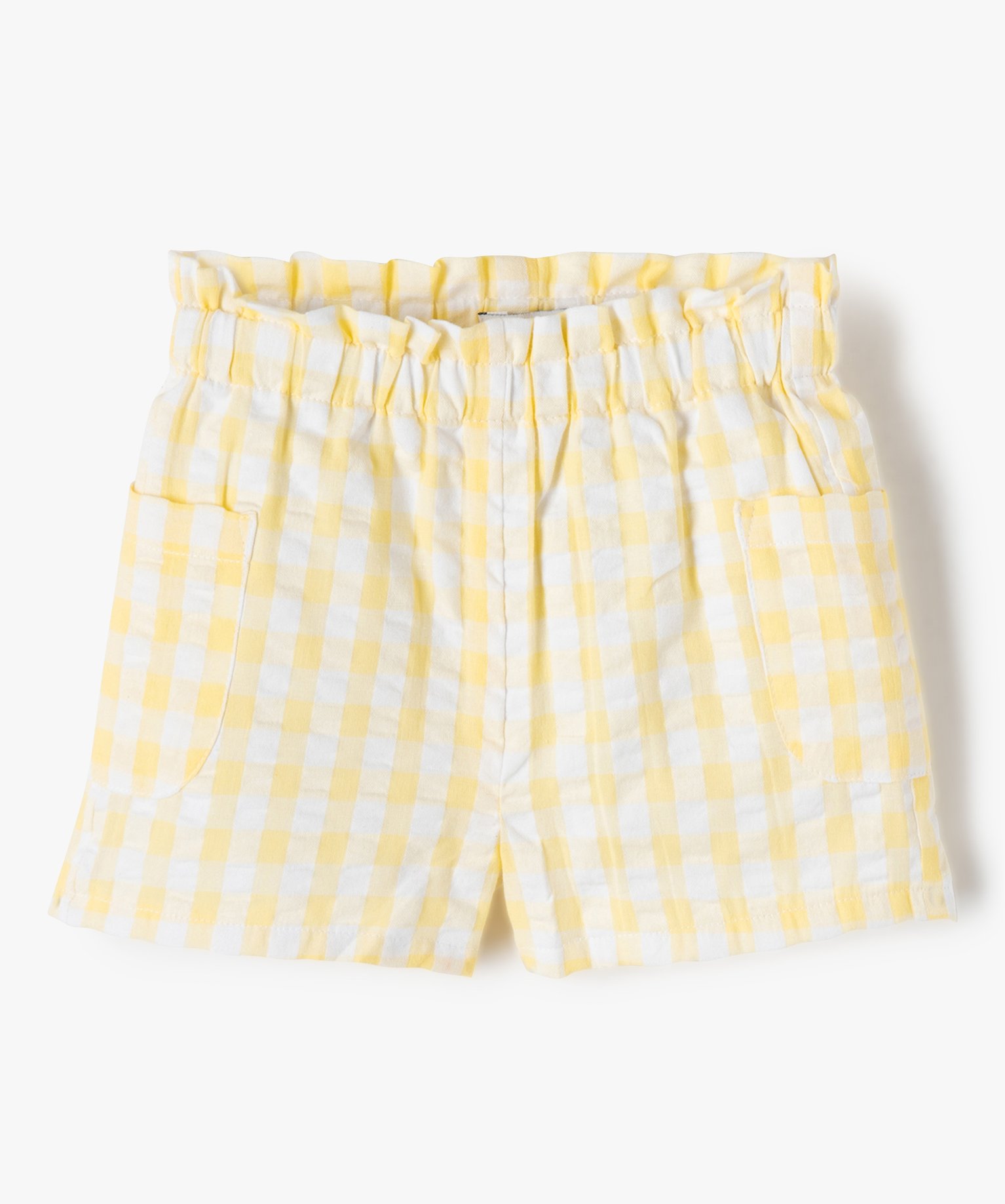 Short bébé fille en voile de coton rayé jaune | GEMO