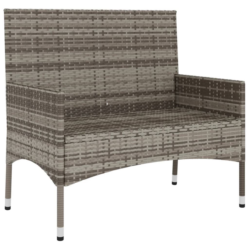 vidaXL Gartenbank Gartenbank 2-Sitzer mit Kissen Grau Poly Rattan (1-St)