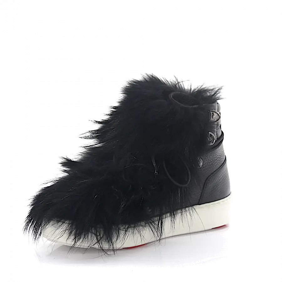 Santoni - Sneaker 60112 Leder schwarz Fell - schwarz