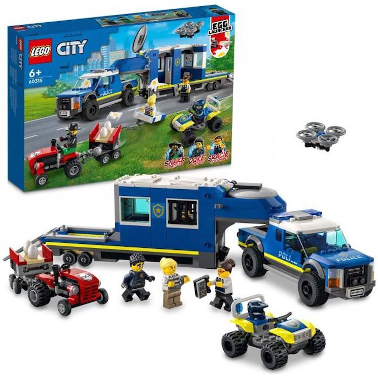 LEGO 60315 City Le Camion de Commandement Mobile de la Police, Figurines de Policiers, Jouet Tracteur, Garcons et Filles Dès 6 Ans bleu