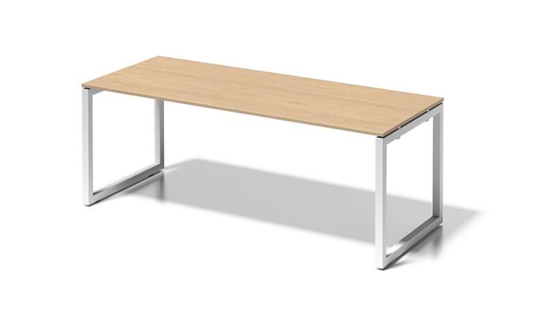 Cito Schreibtisch, 740 mm höhenfixes O-Gestell, H 19 x B 2000 x T 800 mm, Dekor ahorn, Gestell verkehrsweiß