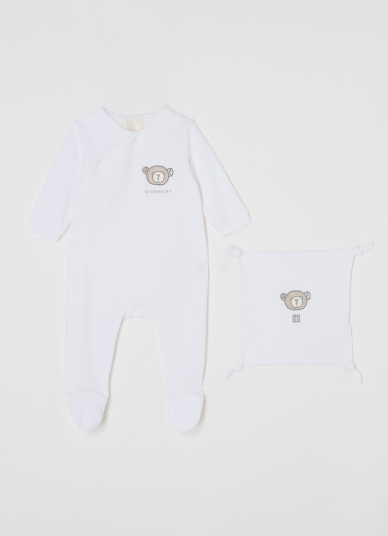 Conjunto Givenchy para bebê, composto por body e paninho macio, em caixa de presente (2 peças).