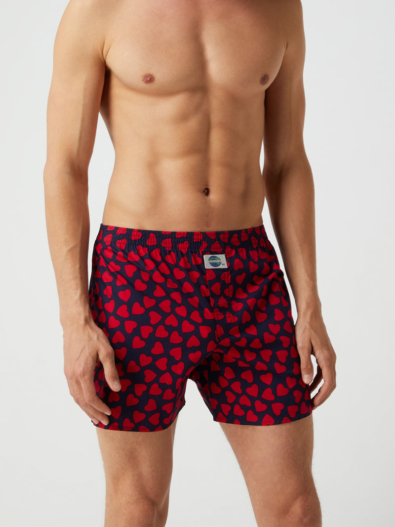 Boxershorts aus Baumwolle mit Allover-Muster in dunkelblau