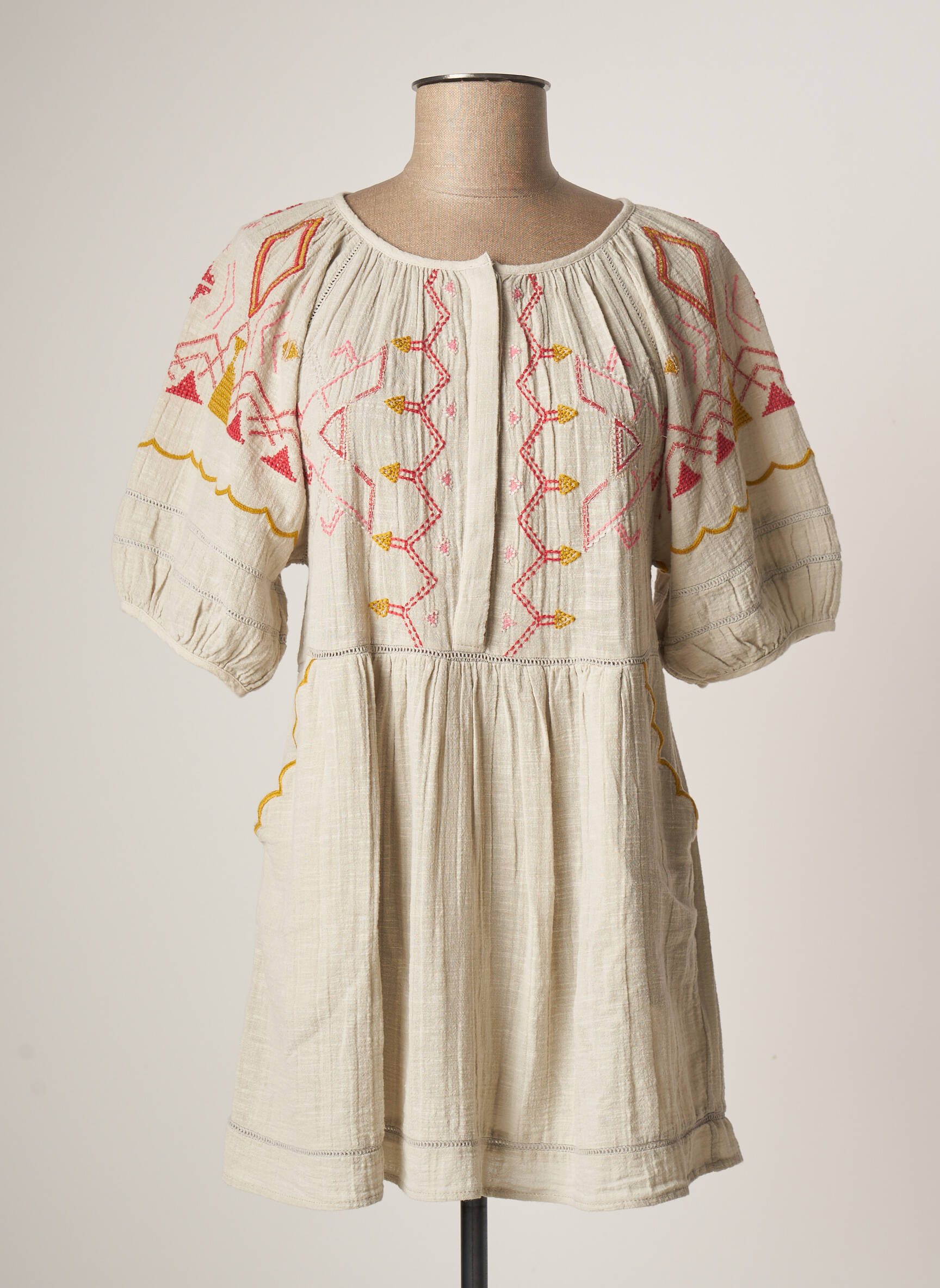 White Stuff Tuniquemanchecourte Femme couleur beige