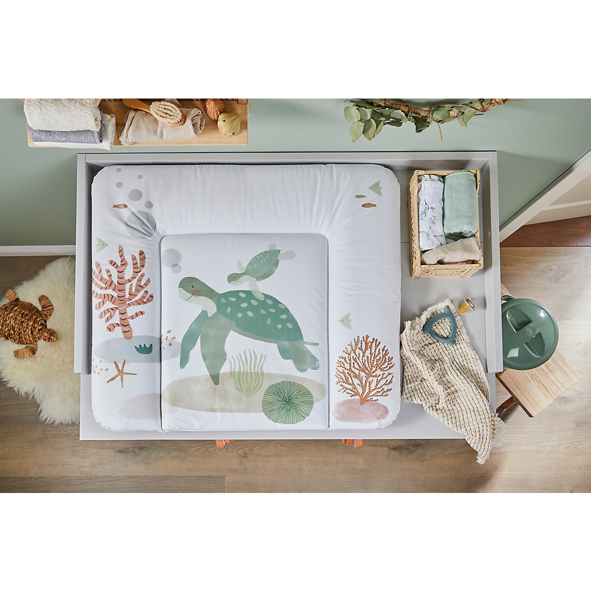 Wickelauflage breit Sea Life, 85 x 72 x 5cm