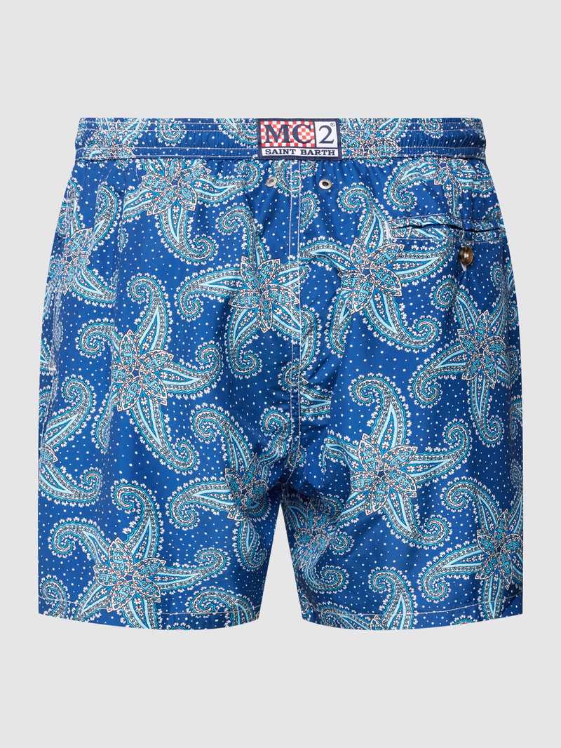 Badehose mit Allover-Muster Modell 'LIGHTING' in dunkelblau