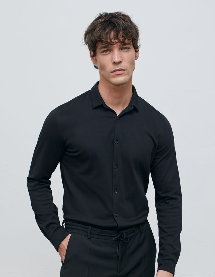 Chemise REGULAR noire Interlock Homme