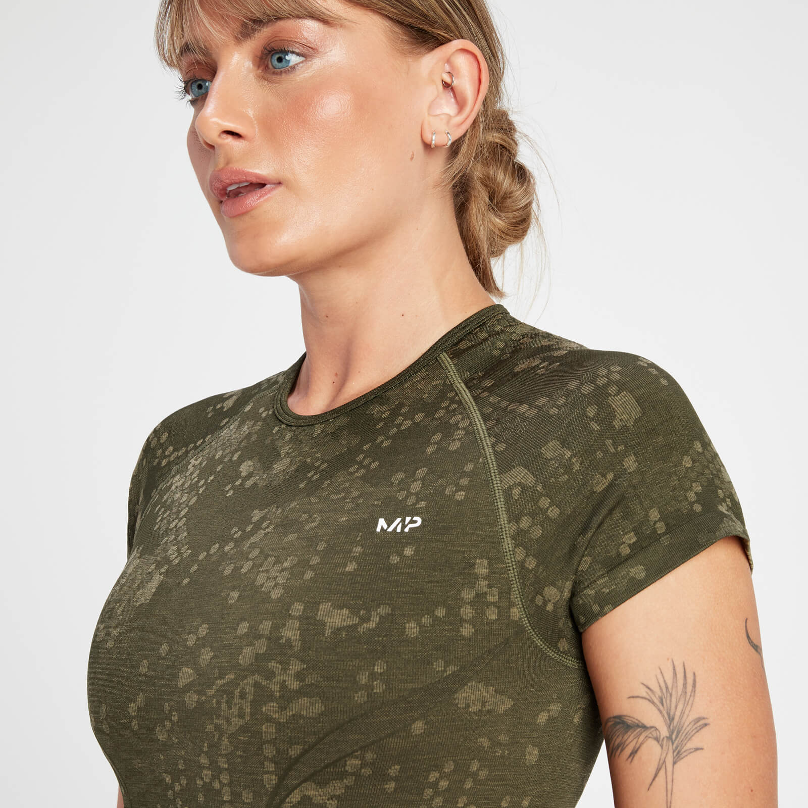 Crop top à motif sans coutures MP Adapt pour femmes – Vert olive
