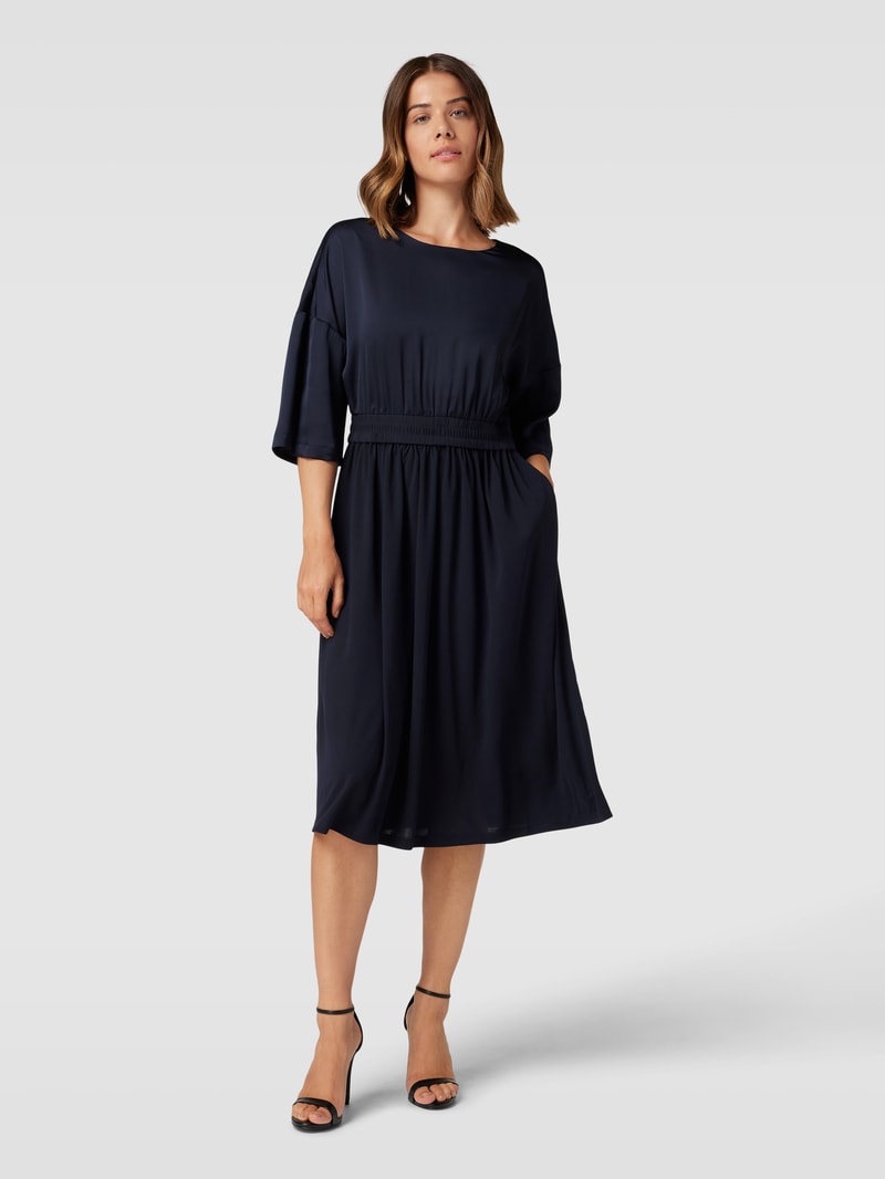 Midikleid mit Rundhalsausschnitt in marineblau
