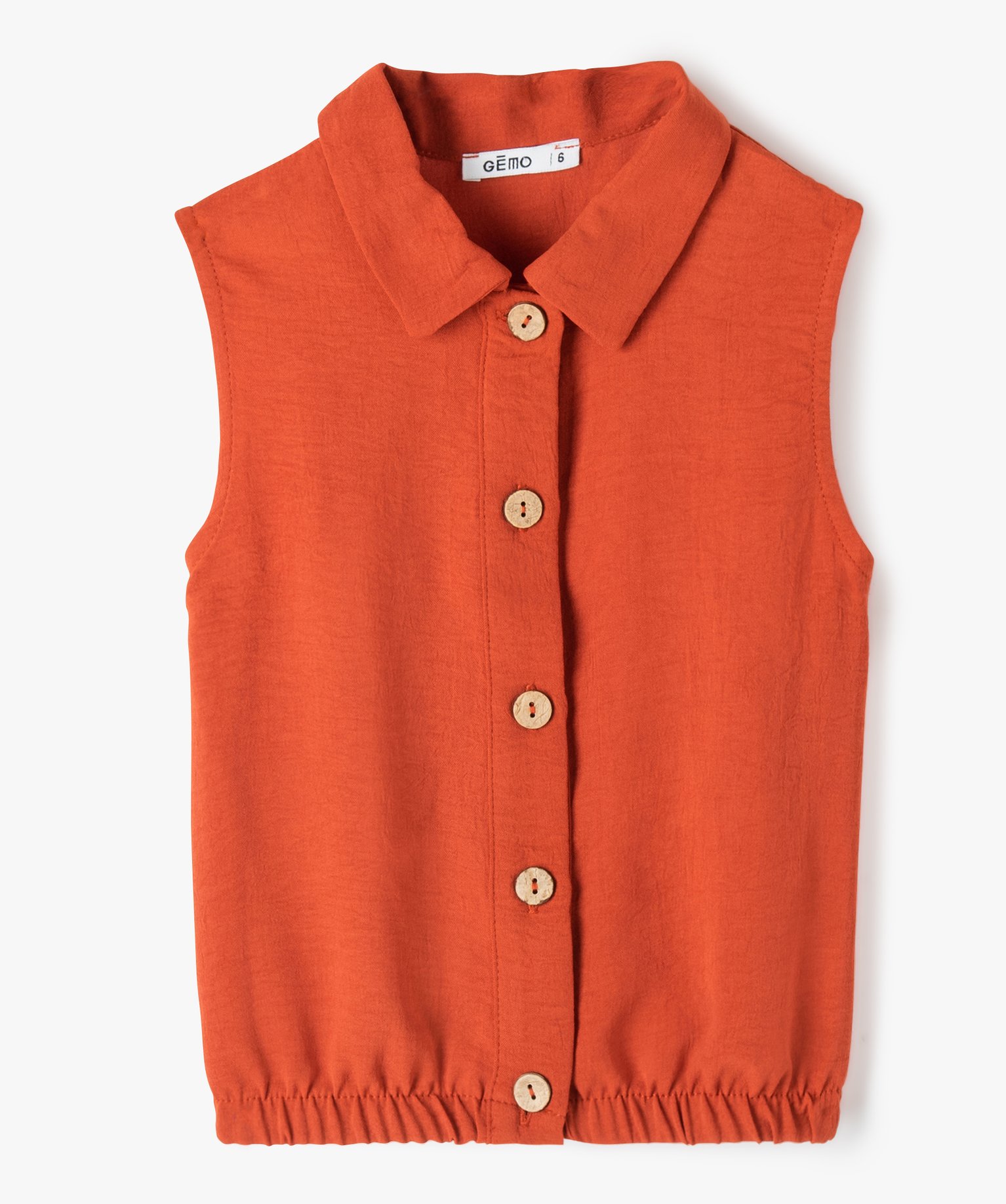 Chemise fille sans manches effet blouse orange | GEMO