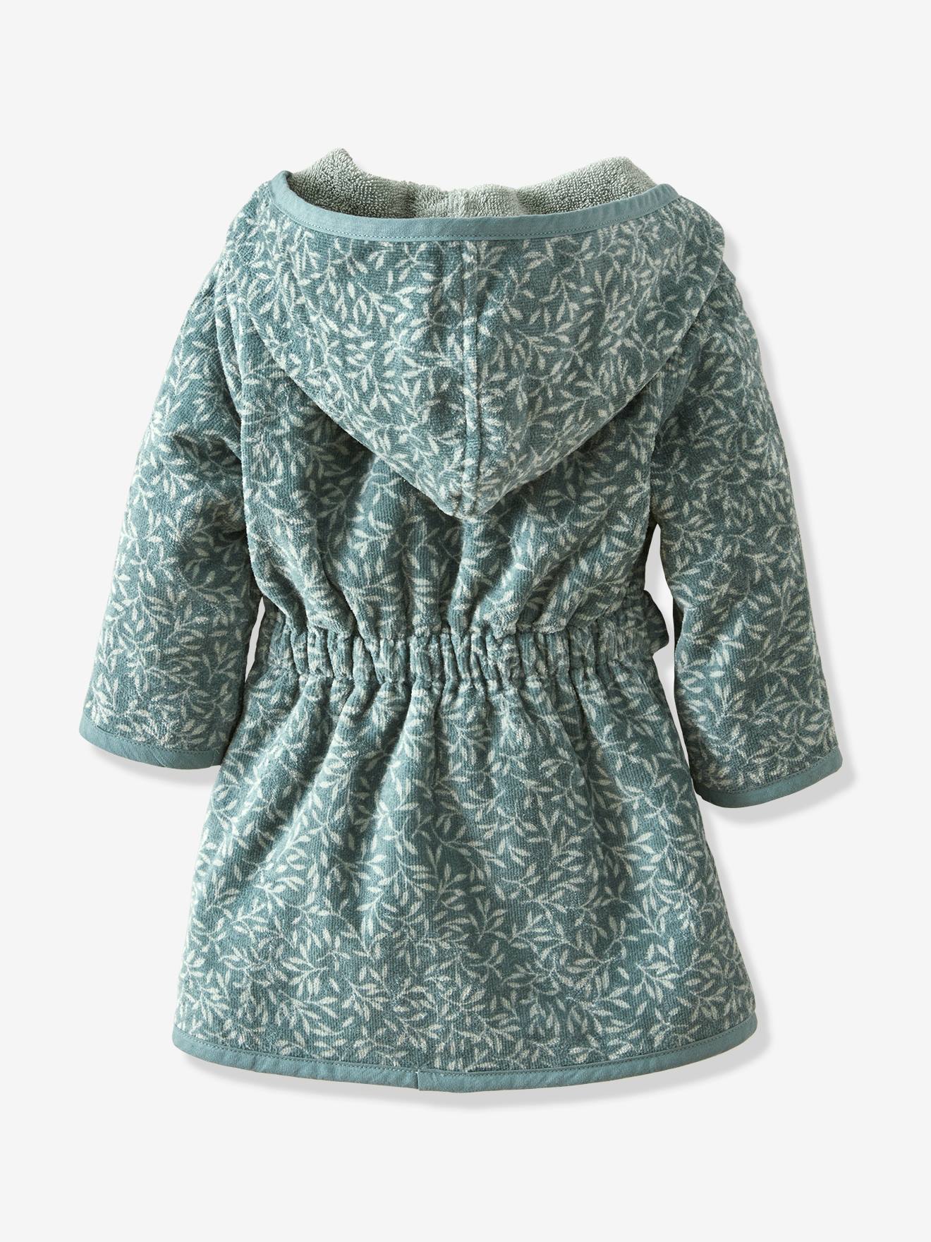 Peignoir bébé personnalisable BROCÉLIANDE vert imprimé
