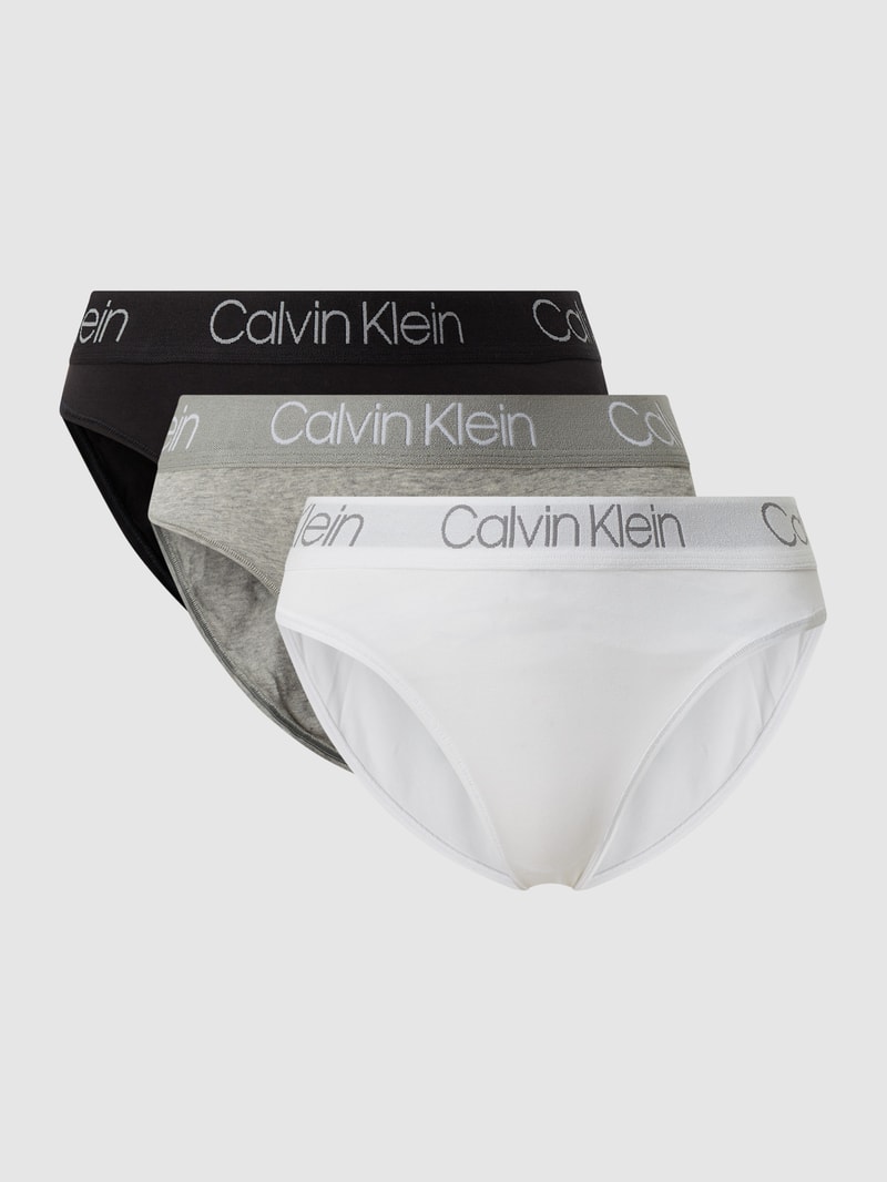 Slip mit Stretch-Anteil im 3er-Pack in mittelgrau meliert